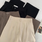 Zjkrl  - holiday outfits High Waist Women Suit Pants Fall Straight Office Ladies Korean Fashion Trousers Casual Button Loose Female Black Pants New