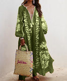 Zjkrl - Autumn Dress 2023 New For Women Color Printed Loose V-neck Vestidos Fashion Casual Long Dresses Beach Party Bohemian MsChuh