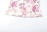 ZJKRL -  Puss Flower Print 2-Piece Set Women Y2K Single-Breasted Metal Buckle Wrap Top+Lace Folds Hem Skirt Sweet Matching Suits