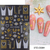 Zjkrl - Christmas Nail Sticker 3D Reflective Shiny Glitter Gold Silver Snowflake Elk Bells Decal Slider For Manicure Decoration NLLS-J24