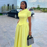 ZJKRL -  New Spring Summer Elegant Ruched One Shoulder Lace Up Maxi Dress Women Solid Party Evening Wedding Long Dress Women