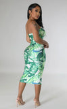 ZJKRL -  Women Print Strapless Bodycon Midi Mid-calf Length Dress  Sexy Off Shoulder Party Evening Summer Chic Vestidos Dresses