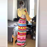 ZJKRL  -  Women Clothing Early Autumn Spicy Girl Knitted Sweater Short Top High Waist Slimming Maxi Skirt Set Two Piece Sets Women Outfits