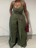ZJKRL -  Elegant Formal Jumpsuits Women Halter Neck Full-length Jumpsuit Sexy One-piece Outfit High Waist Female Sleeveless Long Jumpsuit