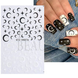 Sliver Stars Nails Stickers 3D Bronzing Laser White Cross Starlight Glossychic Y2k Stylish Adhesive Manicure Decorations SO-167