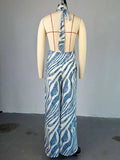ZJKRL -  Summer Jumpsuits Ladies One Piece Outfit V Neck Sexy Backless Halter Jumpsuit Zebra Pattern Women Royal Blue Jumpsuit Elegant