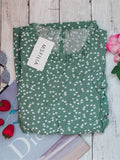 Zjkrl  -  Summer Ladies Elegant Dot Print Chic Dress Women Casual Butterfly Sleeve Ruffles Medium Long Chiffon Dress