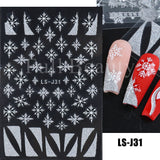 Zjkrl - Christmas Nail Sticker 3D Reflective Shiny Glitter Gold Silver Snowflake Elk Bells Decal Slider For Manicure Decoration NLLS-J24