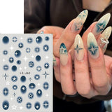 Sliver Stars Nails Stickers 3D Bronzing Laser White Cross Starlight Glossychic Y2k Stylish Adhesive Manicure Decorations SO-167