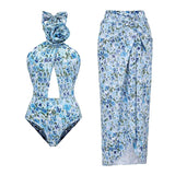 ZJKRL -  Sexy 3D Flower One Piece Swimsuit Women Print Swimwear with Skirt Monokini Print Bathing Suits Swim Suit Wear Beachwear