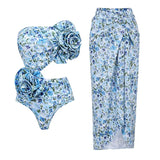 ZJKRL -  Sexy 3D Flower One Piece Swimsuit Women Print Swimwear with Skirt Monokini Print Bathing Suits Swim Suit Wear Beachwear