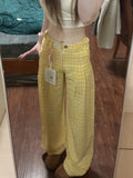 ZJKRL -  Yellow lazy style women's summer 2025 new sweet girl high waist casual versatile loose straight leg wide leg pants