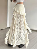 ZJKRL -  Tassels Women Skirts Irregular Hem Multi-Layered Ruffles Lace Patchwork Sweet Summer Trend Daily Skinny Versatile Bottoms
