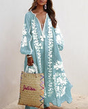 Zjkrl - Autumn Dress 2023 New For Women Color Printed Loose V-neck Vestidos Fashion Casual Long Dresses Beach Party Bohemian MsChuh