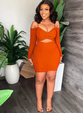 ZJKRL -  Off Shoulder Long Sleeve Spaghetti Strap V-neck Bodycon Midi Dress Spring Sexy Party Club Dresses Women Vestidos