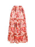 ZJKRL  -  Vintage Red Printed Skeleton One-Piece Swimsuit High Waist Cut Backless Skinny Beachwear Gathering Sexy Square Neck Bikini