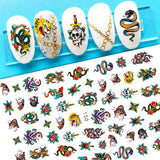 Zjkrl - Black Snake Nail Stickers Decals Gothic Halloween Design Adhesive Sliders for Nail Art DecorationTattoo Manicure Dropshipping