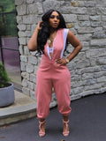 ZJKRL -  Women Sexy One Piece Jumpsuit Streetwear Summer V Neck Button Sleeveless Jumpsuit Sexy Jumpsuit Elegant Woman New in Clothes