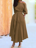Zjkrl - 2023 Spring Elegant Women's Long Formal Dress Black Lace Up Off Shoulder A-line Dresses Female New Occasion Evening Clothes Lady