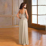 Zjkrl  -  Champagne Chiffon Silk Mother of the Bride Dresses Plus Size Cap Sleeves Formal Wedding Guest Celebrity Evening Dresses