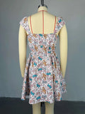 ZJKRL -  Short Sexy Women Dresses A Line High Waisted Short Summer Dress Square Collar Elegant Sweet Lady Dresses