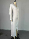 ZJKRL -  Women One-piece Dress Elegant Sexy V Neck Long Sleeve Dresses for Evening Parties Fall White Mid Length Dress with Sleeves