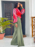 ZJKRL -  Pants Elegant Outfit Clothes Women Lantern Sleeves Draped Collar Shirt and Pant Outfit Autumn Straight Casual Lady Sets 2 Piece
