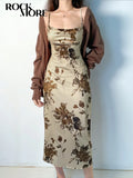 Zjkrl  -  Y2K Vintage Party Long Dress Grunge Fairycore Print Maxi Dresses Elegant Beach Style Backless Sundress Women Clothes