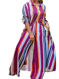 ZJKRL -  Elegant 2-piece Sets for Women Fall Winter Outfits Pants Suit with Long Shirt Blouse Full Sleeve Striped Plus Size Matching Sets