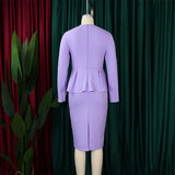 ZJKRL -  Elegant Solid Ruffle Party Dress Women Fashion Pleated Bodycon Evening Wedding Work Business Midi Dress