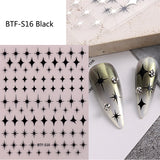 Sliver Stars Nails Stickers 3D Bronzing Laser White Cross Starlight Glossychic Y2k Stylish Adhesive Manicure Decorations SO-167