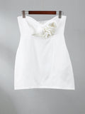 Zjkrl - Female Fashion 3d Flower Cut Out Mini Dresses Elegant Off Shoulder Sleeveless Backless Dress 2024 Women Party Club Vestidos