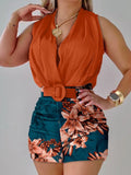 ZJKRL -  Short Sets for Women 2 Pieces Solid Halter Neck Top and Shorts with Belt Summer Sexy Office Wears for Ladies Outfits Elegant