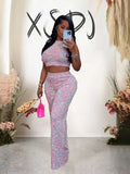 ZJKRL -  2 Piece Sets Womens Outfits Elegant Stretchy Knitted Summer Suit Sexy Sleeveless Top and Pant Suit