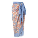 ZJKRL  -  Retro Floral Print Swimsuit Set for Women, Fashion Neck Tie, High Waist Cover Up, Summer