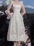 Zjkrl  -  holiday outfits Solid Dresses Summer Sundress Women Party Beach Woman Embroidery Lace Sexy Boho Vintage Dress Sleeveless Backless Runway