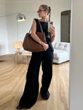 Zjkrl  -  Stripe Top Pant Sets Women Loose O-neck Sleeveless High Waist Lace Up Trousers Outfit Female Summer Fashion Lady Suit