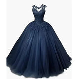 Zjkrl  -  Autumn New Girls Long Classic Tulle Purple Sweet 16 Dresses appliques de dentelle sur tull robe de bal