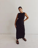 Zjkrl  -  Cotton Knitted Stripe Dresses For Women Solid Color Sleeveless O Neck Ladies Party Long Dress New Casual Commuting Vestidos