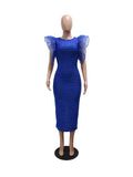 ZJKRL -  Elegant Dresses for Women Ruffle Sleeve Dress Knee Length Wave Print Sexy Summer Light Dress Birthday
