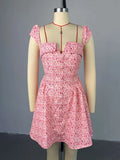ZJKRL -  Short Sexy Women Dresses A Line High Waisted Short Summer Dress Square Collar Elegant Sweet Lady Dresses