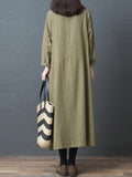 Women Casual Dresses New Arrival 2023 Autumn Vintage Style Solid Color Loose Comfortable Female Cotton Linen Long Dresses B2882