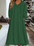 ZJKRL -  Winter Velvet Maxi Dress Women Fuzzy Fleece Hoodie Dress Casual Long Sleeve Hooded Sweatshirt Dress Sherpa Flannel Nightgowns