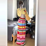 ZJKRL  -  Women Clothing Early Autumn Spicy Girl Knitted Sweater Short Top High Waist Slimming Maxi Skirt Set Two Piece Sets Women Outfits