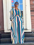 ZJKRL -  Elegant 2-piece Sets for Women Fall Winter Outfits Pants Suit with Long Shirt Blouse Full Sleeve Striped Plus Size Matching Sets