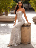 Spaghetti V-neck Cocktail Dresses Sequin Homecoming  Mermaid Backless Slim Fit Split Asymmetrical Sexy Sweep Train Prom Vestidos