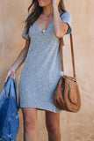 ZJKRL  -  Casual Deep V-neck T-shirt Dress