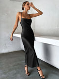 For Spring & Summer, Solid Color Backless Bodycon Cami Dress, Elegant Sleeveless Skinny Women's Clothing