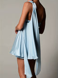 Asymmetrical Cut Out Dress, Sexy Solid Ruched One Shoulder Dress, Women's Clothing