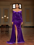 Elegant Asymmetrical Off Shoulder Dress for Party & Banquet, Women's Split Thigh Clothing